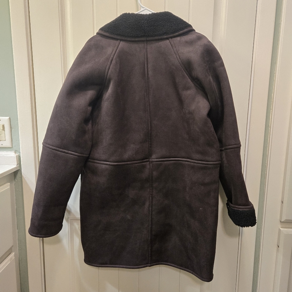 NWT Gap Vegan Suede Shawl Collar Coat Basic Black Brown - Picture 11 of 12